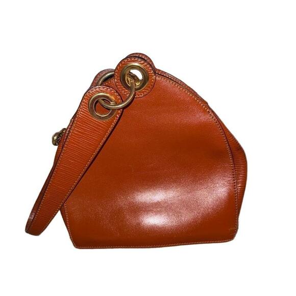Fendi Womens handbag Tan Vintage Janus Textured Leather Rare - Picture 2 of 8